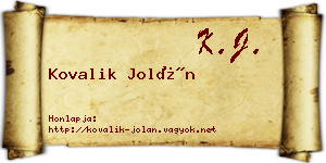 Kovalik Jolán névjegykártya