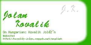 jolan kovalik business card